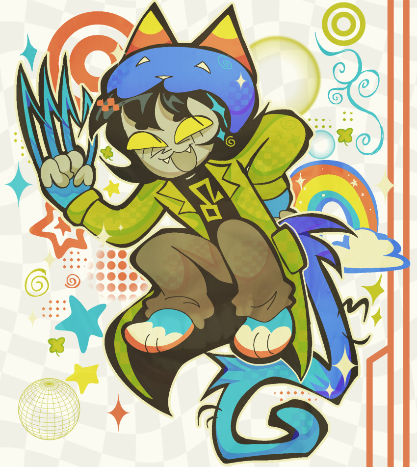 2024 action_claws boiledcaprisun cat_hat claw_gloves nepeta_leijon rainbow solo stars starter_outfit