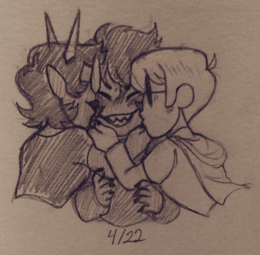 adorabloodthirsty blush dave_strider godtier karkat_vantas kiss knight multishipping pencil red_knight_district redrom shipping smiling_karkat terezi_pyrope the-pastel-peach time_aspect