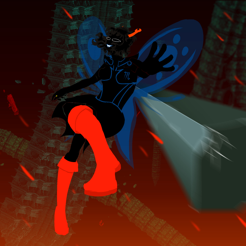 2024 aranea_serket dancestors fullres jaggy_lines land_of_tombs_and_krypton midair mindfang_dress paletteoforder ring_of_life silhouette solo wings_only