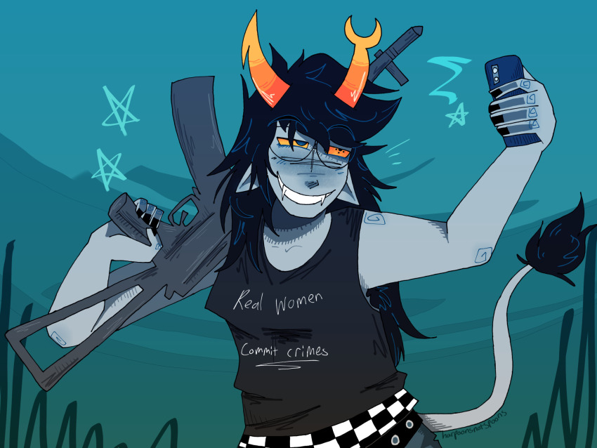 2024 casual girl's_best_friend gun harpoonsnotspoons phone selfie stars text transtuck troll_tail vriska_serket