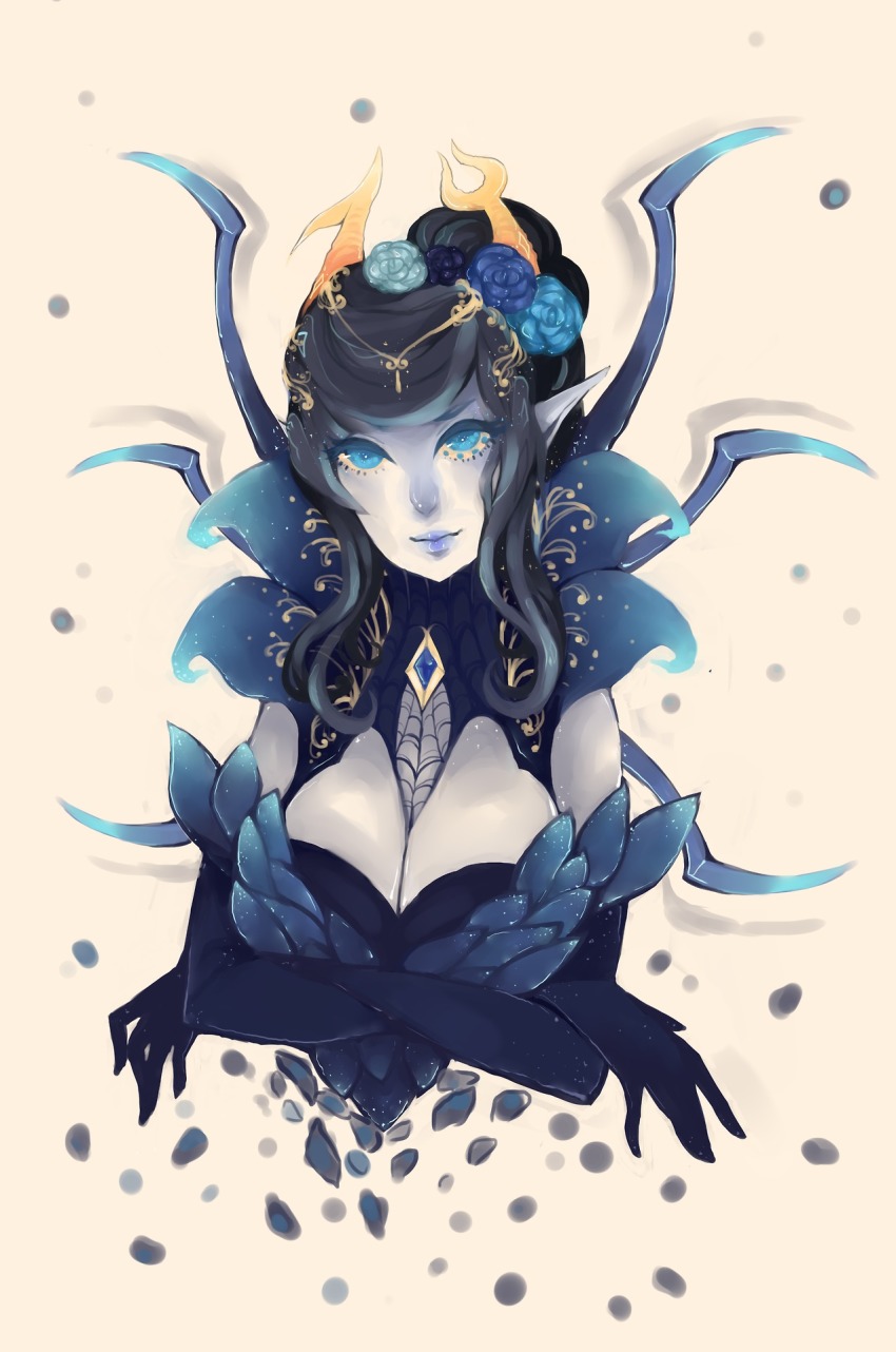 berrycoat crossover fashion flower_crown flowers formal jewelry league_of_legends no_glasses solo vriska_serket