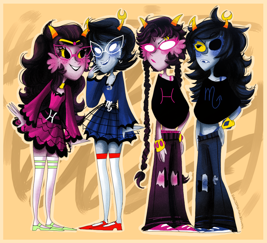 2012 aranea_serket blush body_modification dancestors deleted_source dream_ghost eyepatch feferi_peixes freckles fullres hair_braid_sirens illegal_vriska meenah_peixes palerom peixeses serkets shipping starter_outfit vriska_serket zamii070