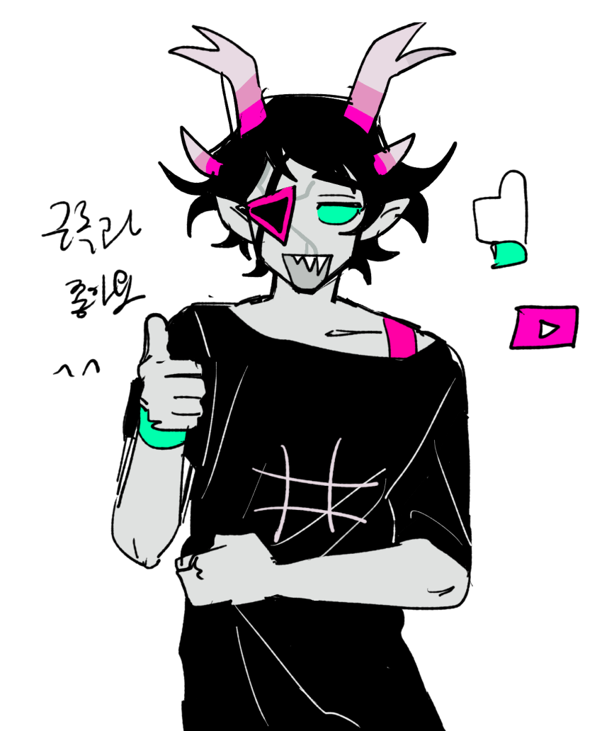 2020 cirava_hermod eyepatch fullres hiveswap language:korean nihlllsm scars solo starter_outfit text thumbs_up youtube