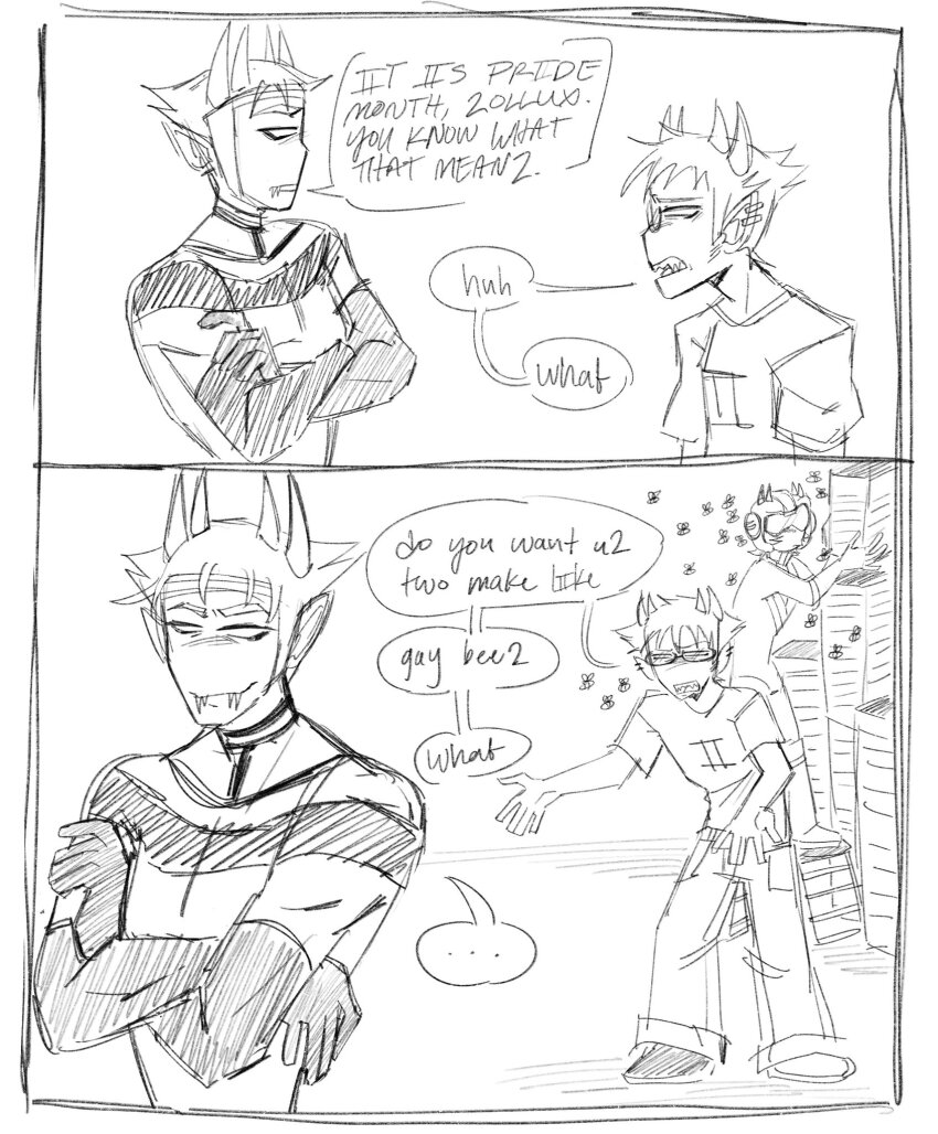 ... 2024 ancestors arms_crossed beehouse_mainframe bees body_modification broconwhore captors comic dancestors fullres grayscale meme mituna_captor sollux_captor starter_outfit text the_psiioniic word_balloon