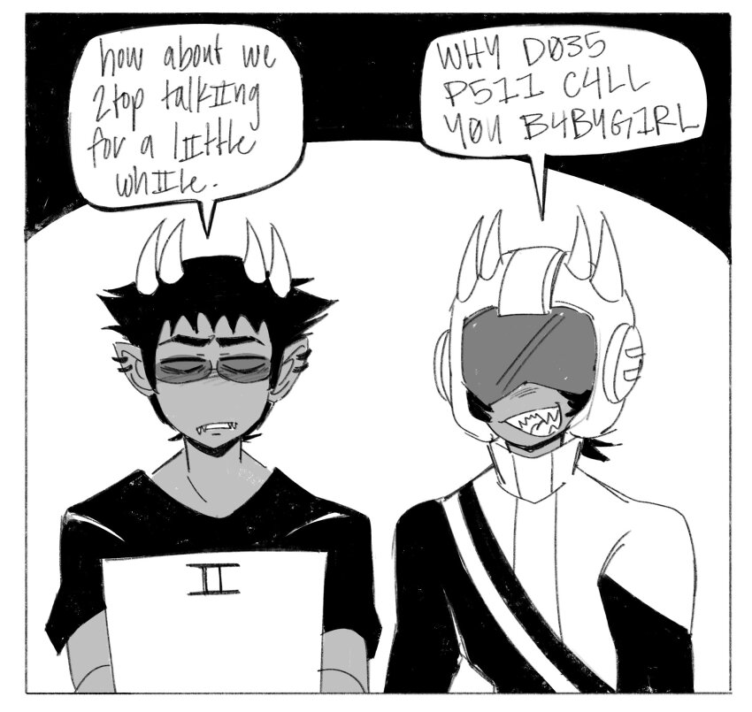 2025 body_modification broconwhore captors computer dancestors fullres grayscale mituna_captor monochrome sollux_captor starter_outfit text word_balloon