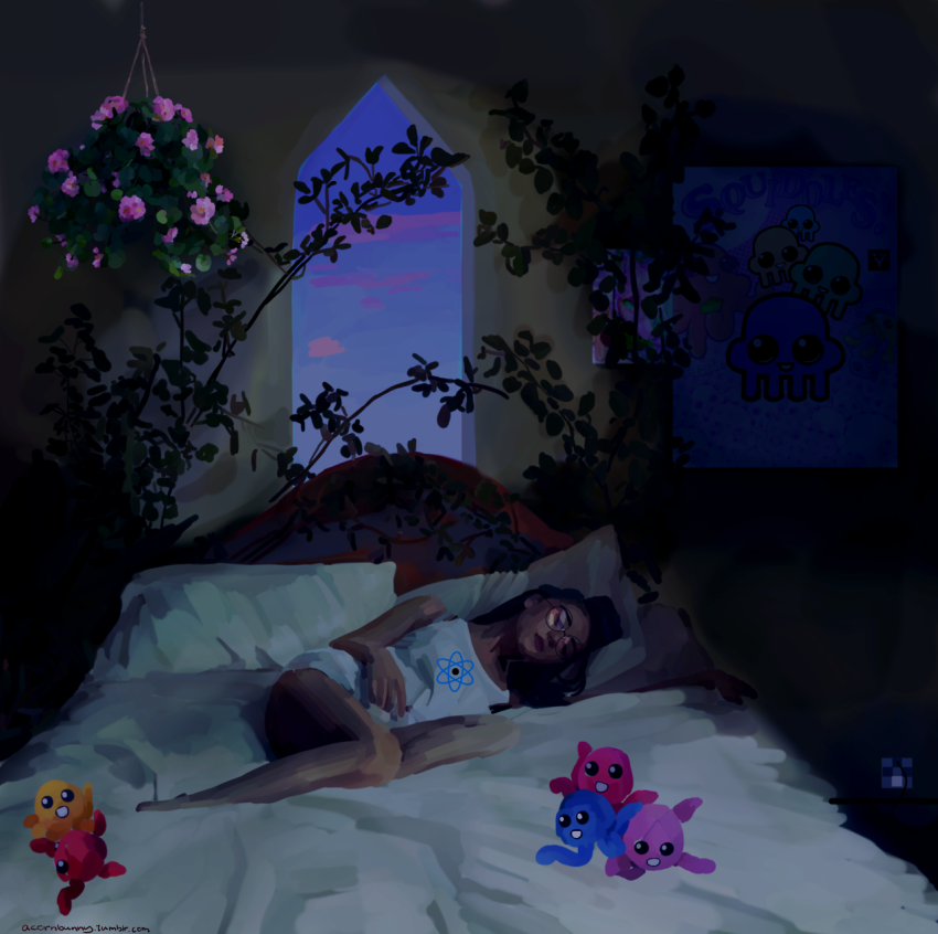 acornbunny bed flowers jade_harley pajamas sleeping solo squiddles