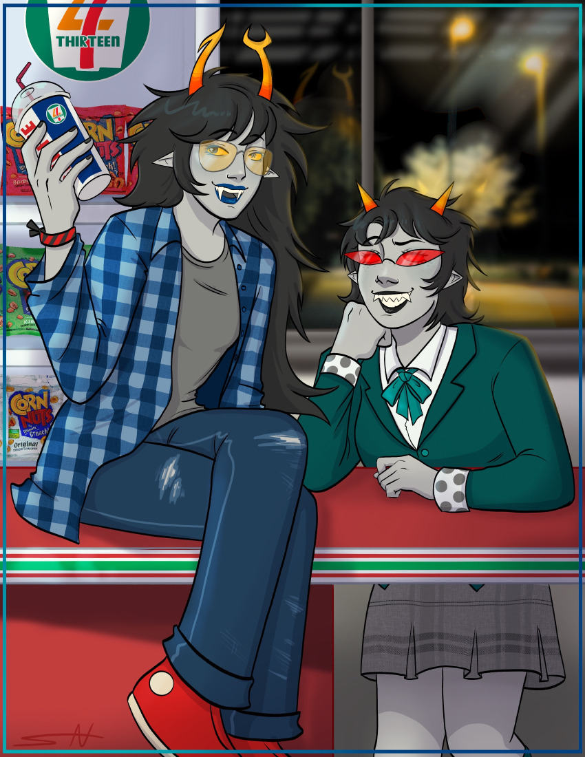 2025 au beverage bonkers-behavior fashion freckles fullres night redrom reflection scourge_sisters shipping terezi_pyrope text vriska_serket