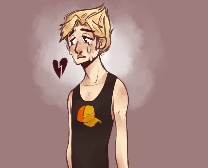 crying dirk_strider galaxative heart no_glasses solo strong_tanktop
