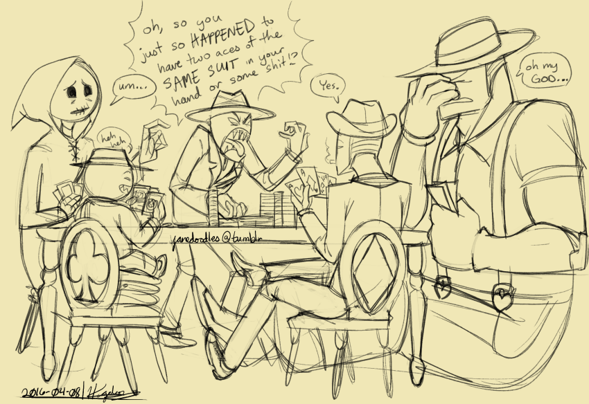 2016 back_angle calamityjane card cd cd_with_a_mouth clubs clubs_deuce dd death diamond diamonds_droog fullres gaming grayscale hb heart hearts_boxcars jack_noir lineart midnight_crew monochrome problem_sleuth_(adventure) sitting sketch spades_slick starter_outfit text word_balloon