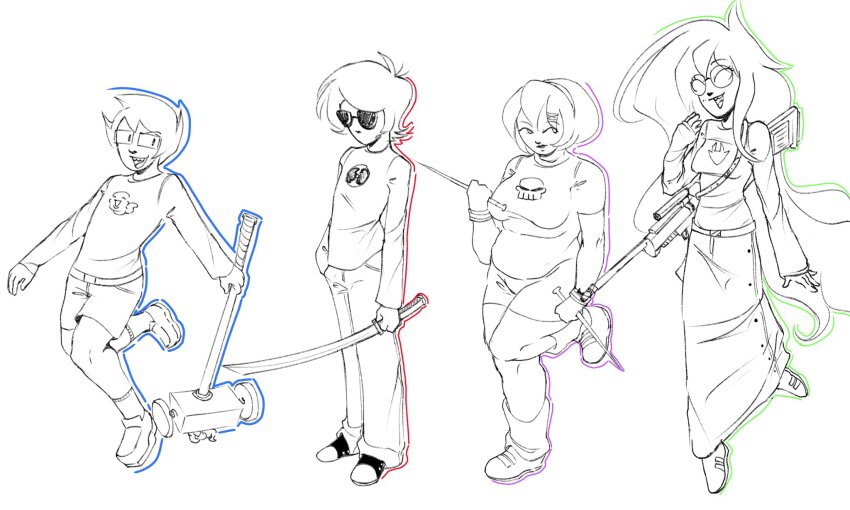 2025 beta_kids chubstuck dave_strider fullres grayscale hhh24338489 highlight_color hunting_rifle jade_harley john_egbert katana knitting_needles pogo_hammer rose_lalonde starter_outfit