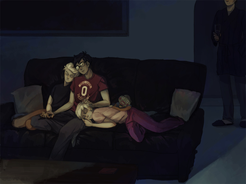 au bromance couch dad dave_strider dirk_strider john_egbert lil_cal nuclearcarrots sleeping
