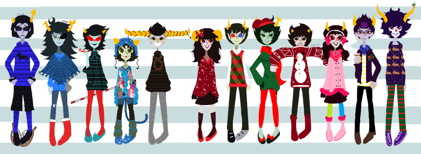 2011 alternians aradia_megido artificial_limb beverage candy casual cat_hat equius_zahhak eridan_ampora eyepatch fashion feferi_peixes food fullres gamzee_makara hat holidaystuck horses kanaya_maryam karkat_vantas nepeta_leijon robolegs sollux_captor tavros_nitram terezi_pyrope vriska_serket walking_cane zamii070