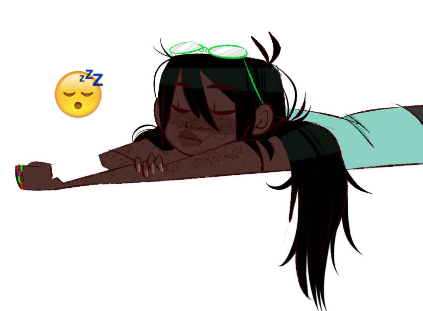 alternate_hair freckles jade_harley meme no_glasses on_stomach reminders request sleeping solo windsweptquestint