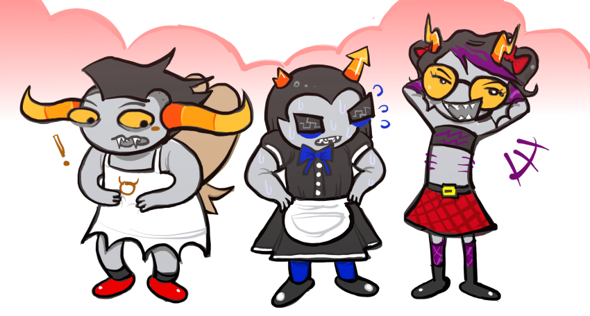 ! 2026 blush crossdressing doctoraiama equius_zahhak eridan_ampora fairy_dress fullres grubscars march_eridan saucy_maid_outfit smiling_eridan sweat tavros_nitram