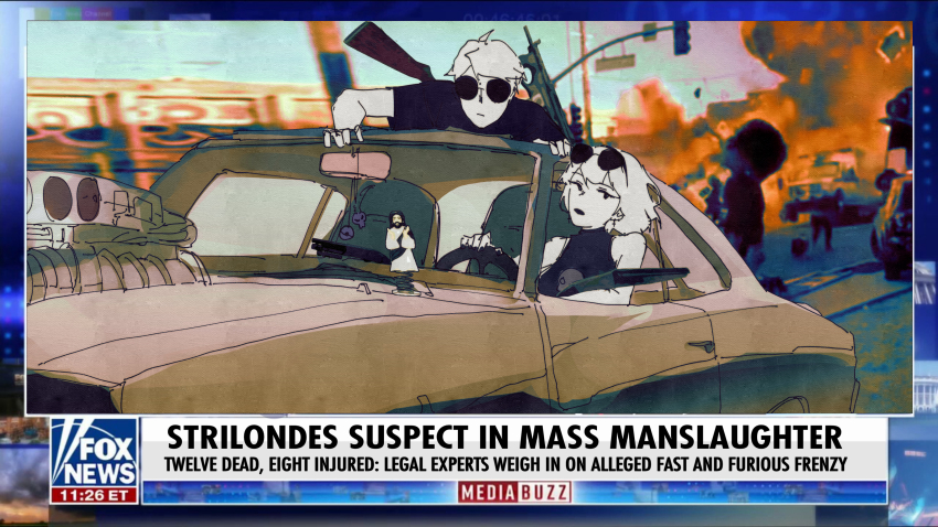 2022 car casual dave_strider dersecest fullres glasses_added gun image_manipulation incest kid_symbol mauve_squiddle_shirt redrom rose_lalonde shipping text turbidturbidturbid weapon