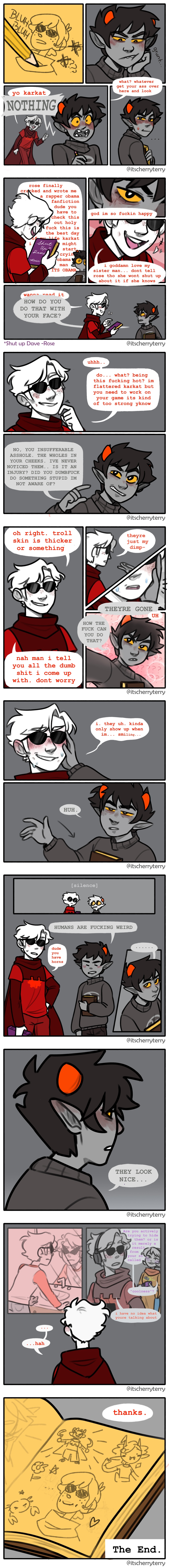 ... 2019 ? animals back_angle beverage blood_aspect blush book comic crabs dave_strider diabetes diamond eyeshot flowers freckles fullres godtier headphones headshot heart illustrating itscherryterry kanaya_maryam karkat_vantas knight light_aspect profile red_baseball_tee red_knight_district redrom reflection rose_lalonde seer shipping sickle stars starter_outfit sweat text time_aspect word_balloon