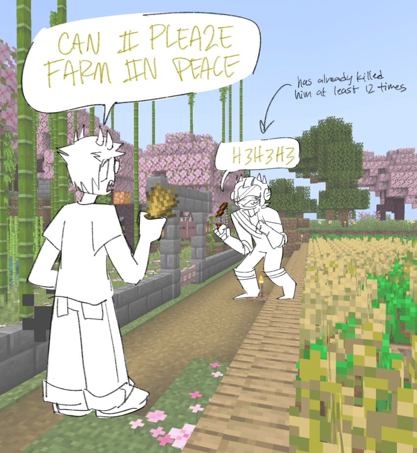 2024 bow broconwhore captors dancestors food fullres grayscale image_manipulation lineart minecraft mituna_captor sollux_captor starter_outfit text word_balloon