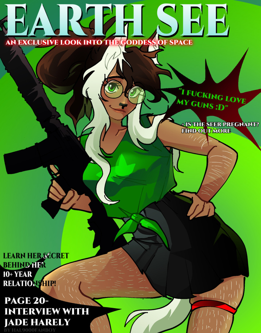 2024 alternate_hair dogtier girl's_best_friend gun hal9000fanboy jade_harley parody solo text