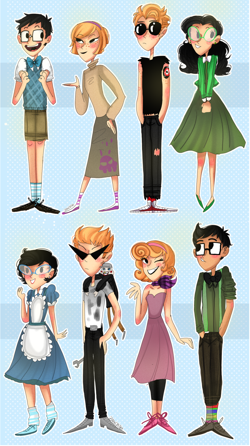 2012 50sstuck all_kids alpha_kids beta_kids body_modification casual dave_strider dirk_strider fashion freckles fullres jade_harley jake_english jane_crocker john_egbert lil_cal rose_lalonde roxy_lalonde wonk zamii070