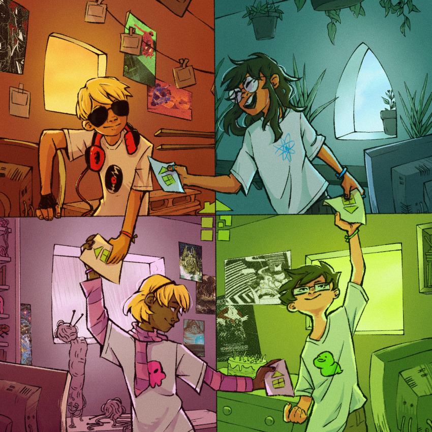 2023 artatruc bed beta_kids cake computer dave_strider flowers fullres headphones jade_harley john_egbert knitting_needles rain rose_lalonde sburb_logo starter_outfit yarn