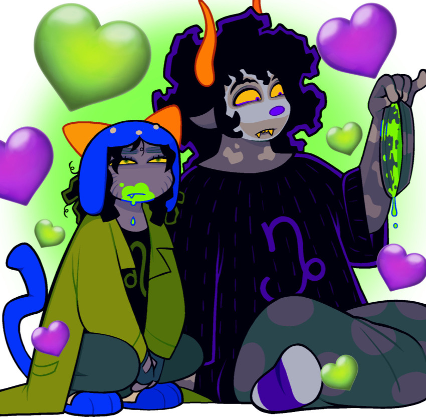 2025 alternate_hair cat_hat fullres gamzee_makara heart highlight_color homepic6 nepeta_leijon sitting sopor_pie starter_outfit