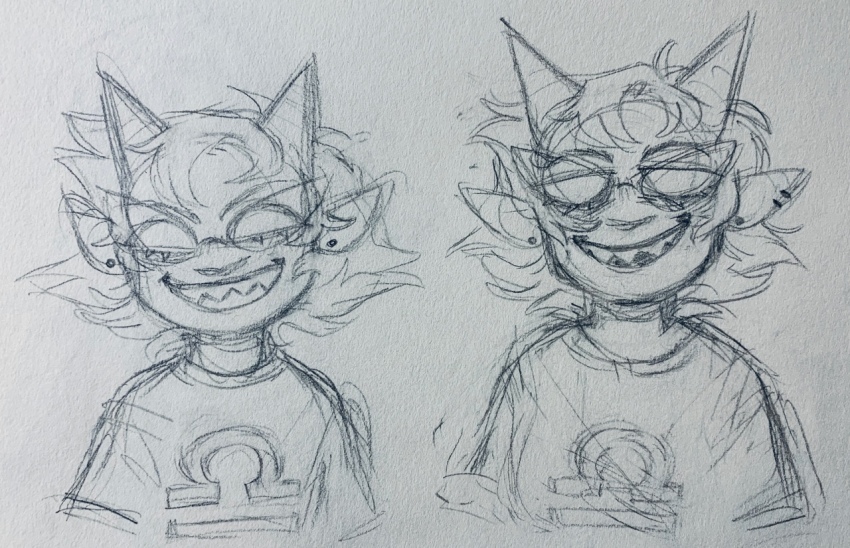 2019 body_modification drarw fullres_export_attempted grayscale headshot monochrome pencil sketch solo starter_outfit terezi_pyrope