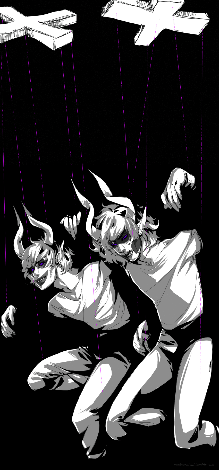 2013 animated body_modification bondage casual dancestors fullres gamzee_makara grayscale highlight_color kurloz_makara madcarnival makaras midair