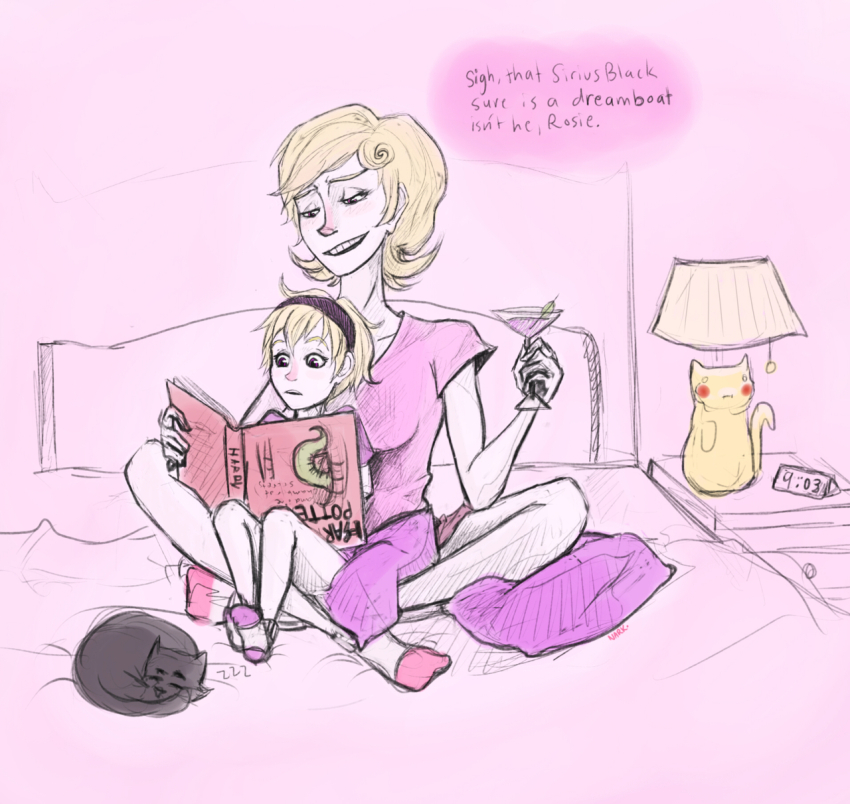 alcohol babies bed book clock crossover deadling diabetes harry_potter mom rose_lalonde sleeping vodka_mutini word_balloon