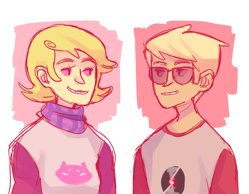 beans dave_strider headshot red_baseball_tee roxy's_striped_scarf roxy_lalonde starter_outfit