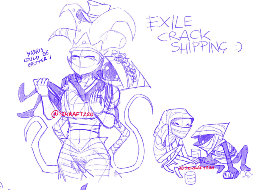 2023 art_dump blush can_town carrying checkmates exiles flower_crown fullres lineart mayor_sash monochrome peregrine_mendicant pm queen's_ring ship_name_needed shipping sitting szkraft220 text wayward_vagabond white_queen wq wv