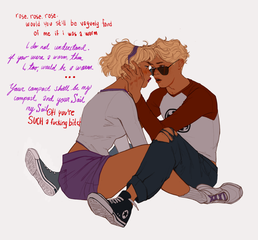 ... 2025 dave_strider dersecest freckles fullres incest missvanillamilkshake red_baseball_tee redrom rose_lalonde shipping sitting starter_outfit text