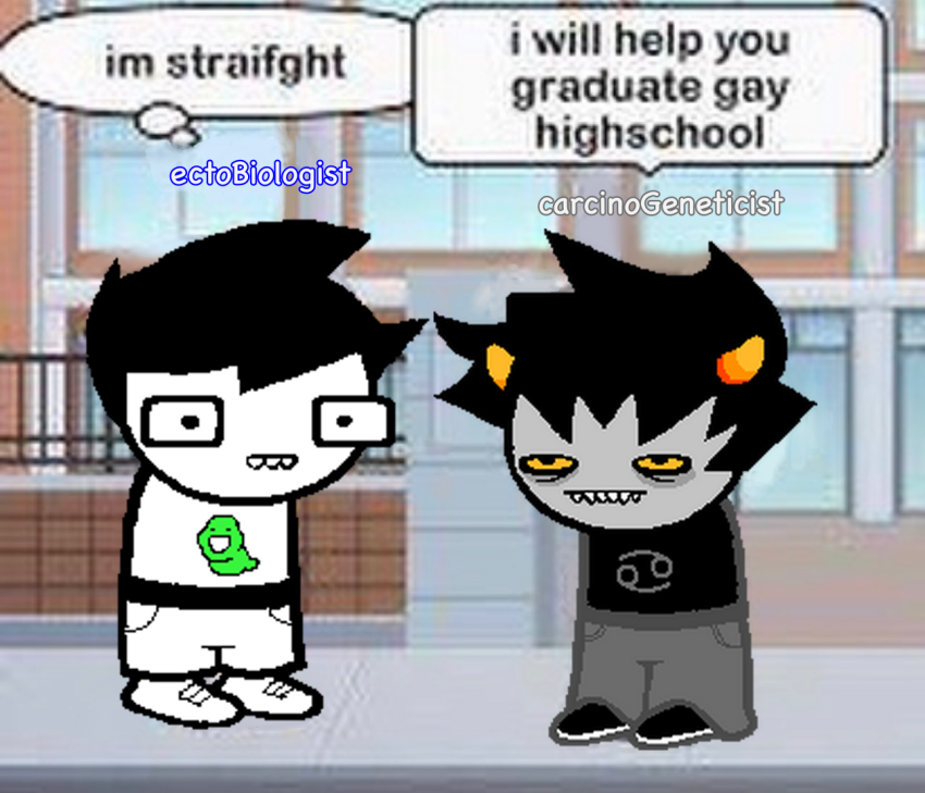 2023 communism fullres image_manipulation john_egbert karkat_vantas offkilterkeys shipping sprite_mode starter_outfit text thought_balloon word_balloon