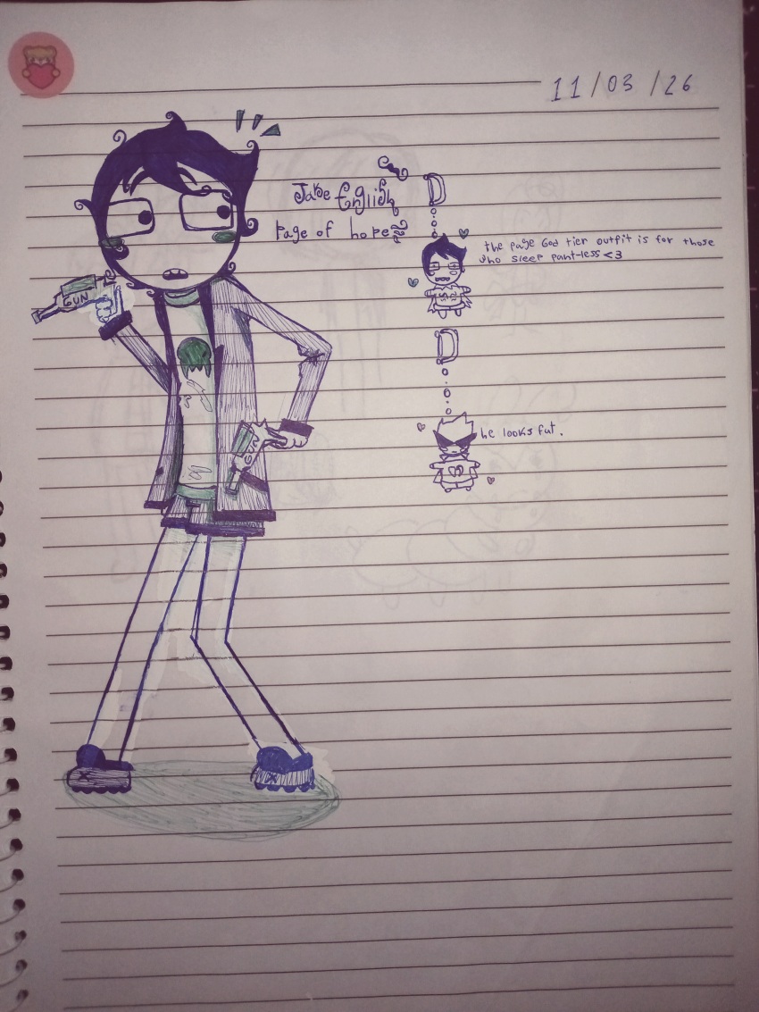 2026 blush delta_11 dirk_strider emoticon facial_hair fullres godtier gun heart heart_aspect hope_aspect jake_english lineart native_source page prince starter_outfit text weapon