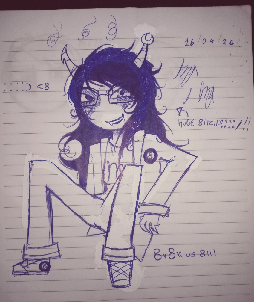 2026 8_ball delta_11 emoticon fullres monochrome native_source sitting solo starter_outfit text vriska_serket