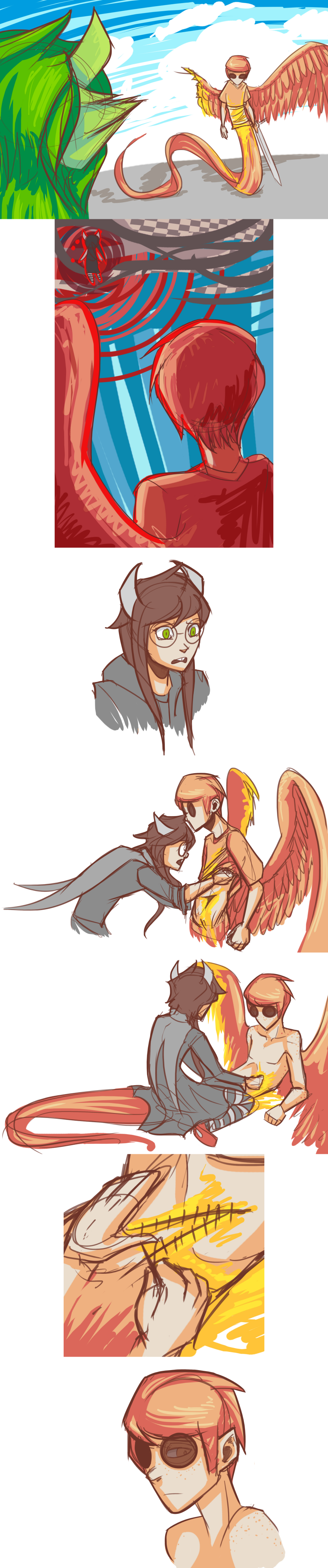 2013 battlefield blood caledfwlch cawoof comic davesprite dogtier freckles fullres godtier injured_davesprite jade_harley jadesprite redrom scars shipping space_aspect sprite text witch xayti