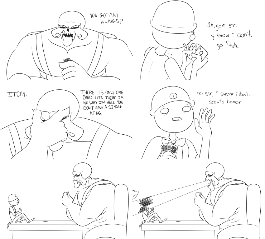 2016 back_angle card coconutcows comic death_blast felt fullres gaming grayscale headshot itchy lineart lord_english musclestuck profile sitting text