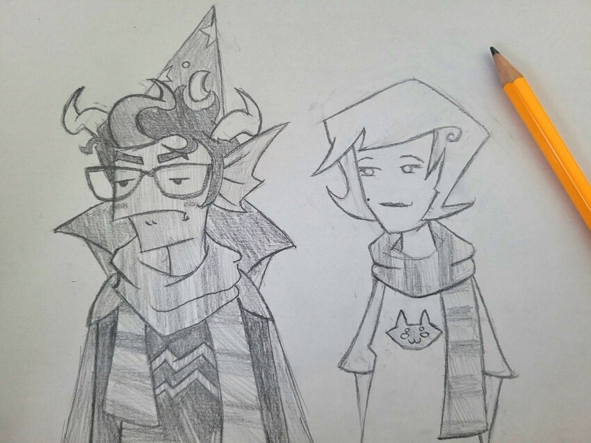 2024 eridan_ampora fullres grayscale hat monochrome pencil roxy's_striped_scarf roxy_lalonde shipping starter_outfit weezerfanatic wizard_hat wwixards