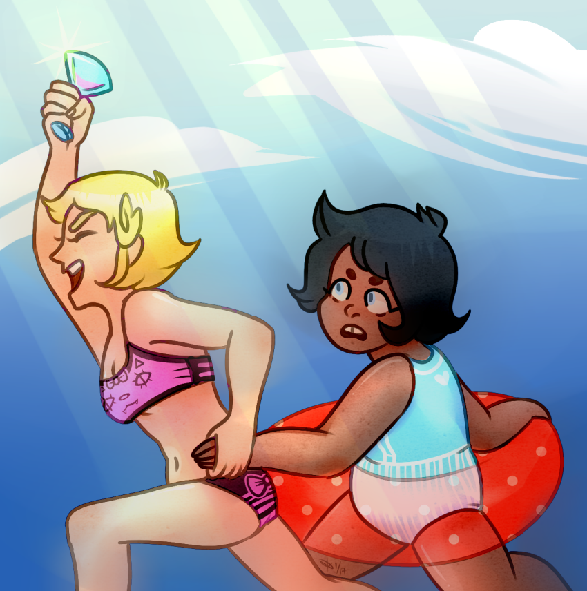 2017 alyykeavvylo beverage clouds cocktail_glass fullres holding_hands jane_crocker no_glasses roxy_lalonde summer swimsuit