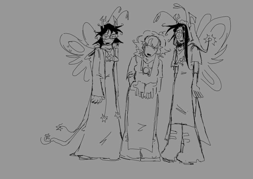 2025 aranea_serket dancestors fullres godtier grayscale light_aspect lineart rose_lalonde seer serkets sylph thief vriska_serket yayyps