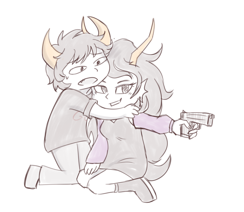 2023 arm_around_shoulder body_modification cridea_jeevik fourthwing-art fullres gun hiveswap ship_name_needed sketch starter_outfit sweat xefros_tritoh