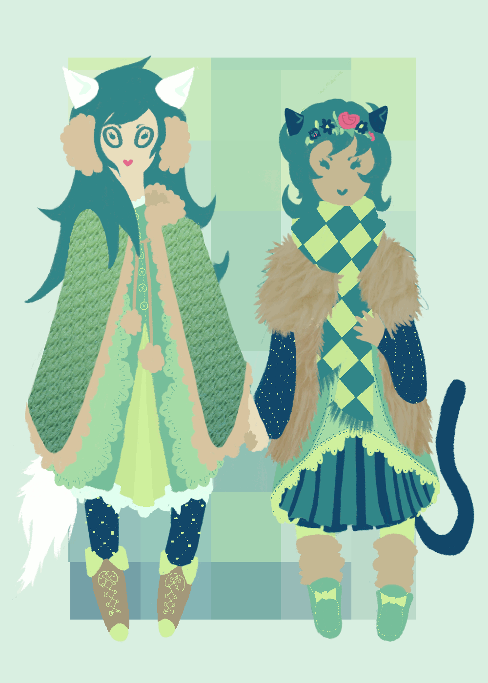 MSPA Booru animal ears animated dogtier fashion holding hands