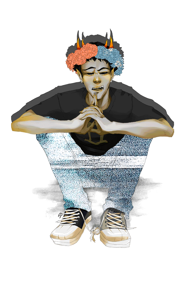 MSPA Booru animated blind sollux dri epilepsy warning flower crown