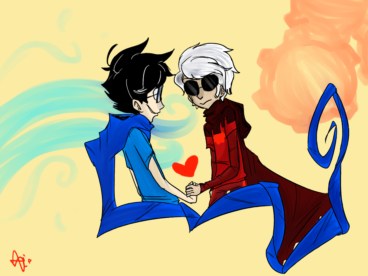 Mspa Booru Dave Strider Godtier Hammertime Heart Heir Holding Hands John Egbert Knight 7620