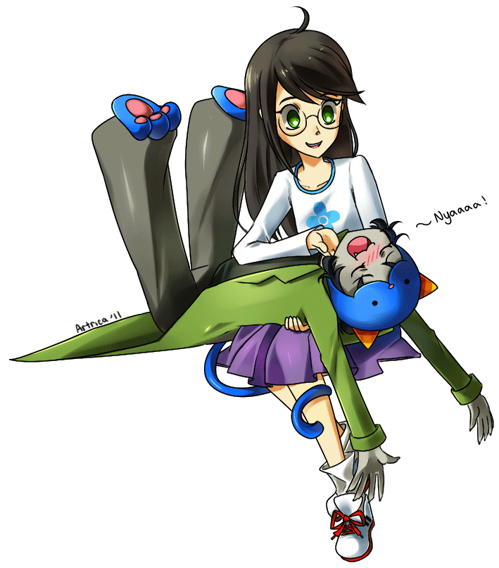 MSPA Booru animated artrica blush diabetes head on lap jade harley