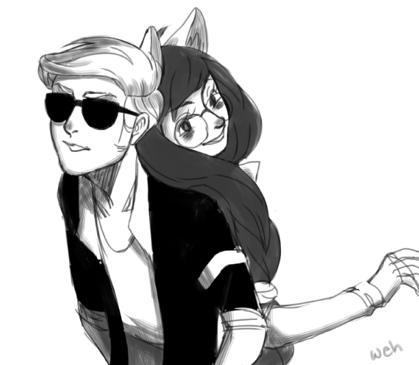 alternate_hair back_to_back dave_strider dogtier fashion grayscale imahotda...