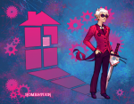 aspect_symbol dave_strider red_plush_puppet_tux sburb_logo snoop_dogg_snow_cone_machete solo the_word_homestuck time_aspect wallpaper xamag rating:Safe score:15 user:sync