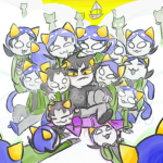 dream_ghost dreamself figsnstripes karkat_vantas katnep land_of_little_cubes_and_tea multiple_personas my_little_pony nepeta_leijon no_hat on_stomach shipping sitting rating:Safe score:5 user:sync