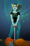 blood dragon_cane fayghost godtier impalement light_aspect no_glasses on_stomach stars terezi_pyrope text thief vriska_serket rating:Safe score:11 user:saigner