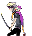 carrying dirk_strider dual-scarf hat lil_cal pixel starter_outfit unbreakable_katana rating:Safe score:0 user:sync