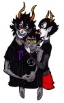 arm_around_shoulder ashenrom blackrom bloody_maryam clown_hunting gamzee_makara kanaya_maryam karkat_vantas palerom shipping tacitpact tropicshipping rating:Safe score:6 user:Beelzebibble